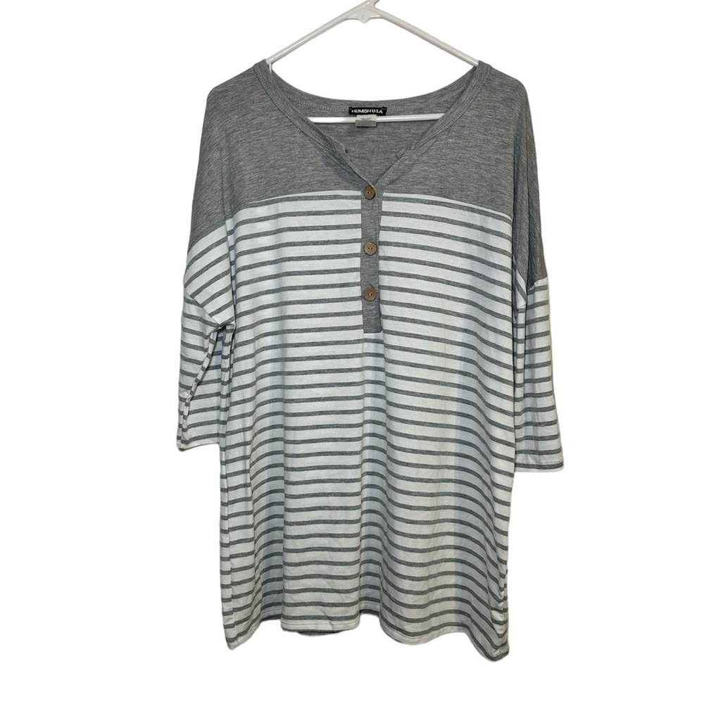 Gray Striped Women's Top
